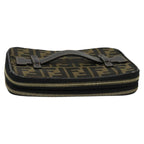 FENDI Zucca Canvas Vanity Pouch Brown Black gold112847