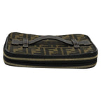 FENDI Zucca Canvas Vanity Pouch Brown Black gold112847