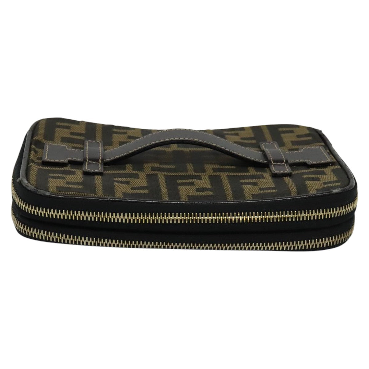FENDI Zucca Canvas Vanity Pouch Brown Black gold112847