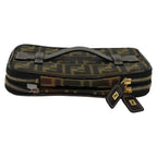 FENDI Zucca Canvas Vanity Pouch Brown Black gold112847