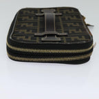 FENDI Zucca Canvas Vanity Pouch Brown Black gold112847