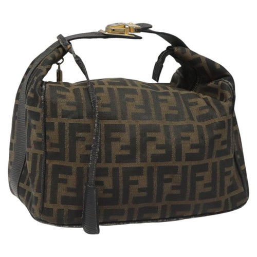 FENDI Zucca Canvas Vanity Pouch Brown Black gold112925