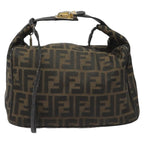 FENDI Zucca Canvas Vanity Pouch Brown Black gold112925