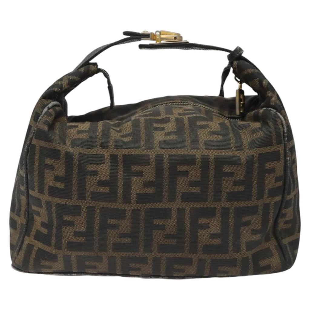 FENDI Zucca Canvas Vanity Pouch Brown Black gold112925