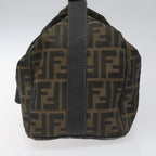 FENDI Zucca Canvas Vanity Pouch Brown Black gold112925