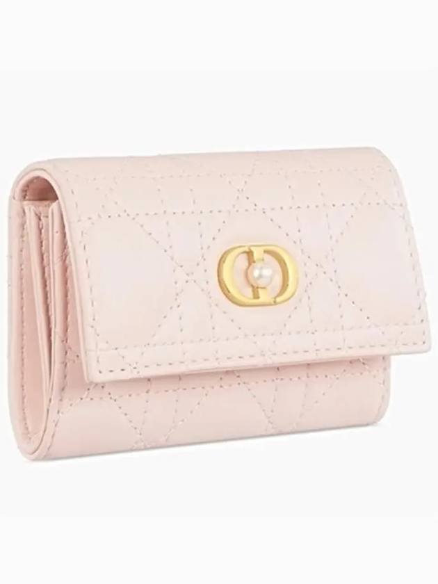 Jolie Glycine Cannage Lambskin Half Wallet Powder Pink Dior