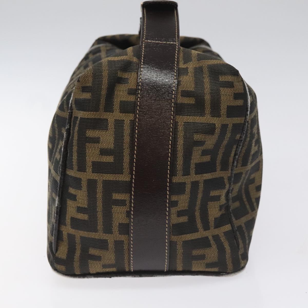 FENDI Zucca Canvas Vanity Hand Bag Brown Black gold113069