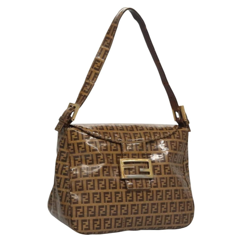 FENDI Zucca Canvas Mamma Baguette Shoulder Bag Enamel Brown113094