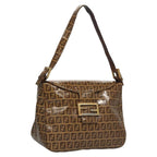 FENDI Zucca Canvas Mamma Baguette Shoulder Bag Enamel Brown113094