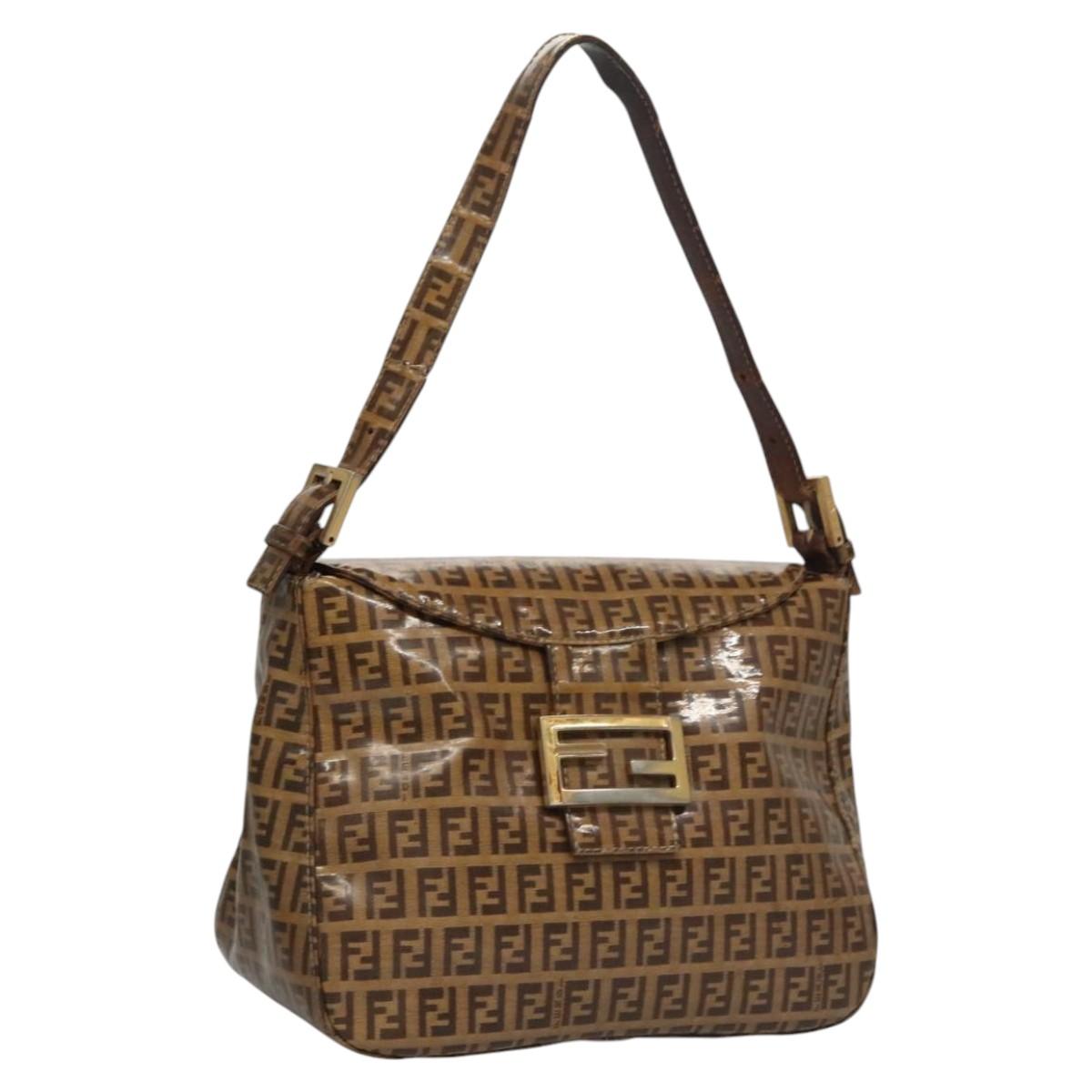 FENDI Zucca Canvas Mamma Baguette Shoulder Bag Enamel Brown113094