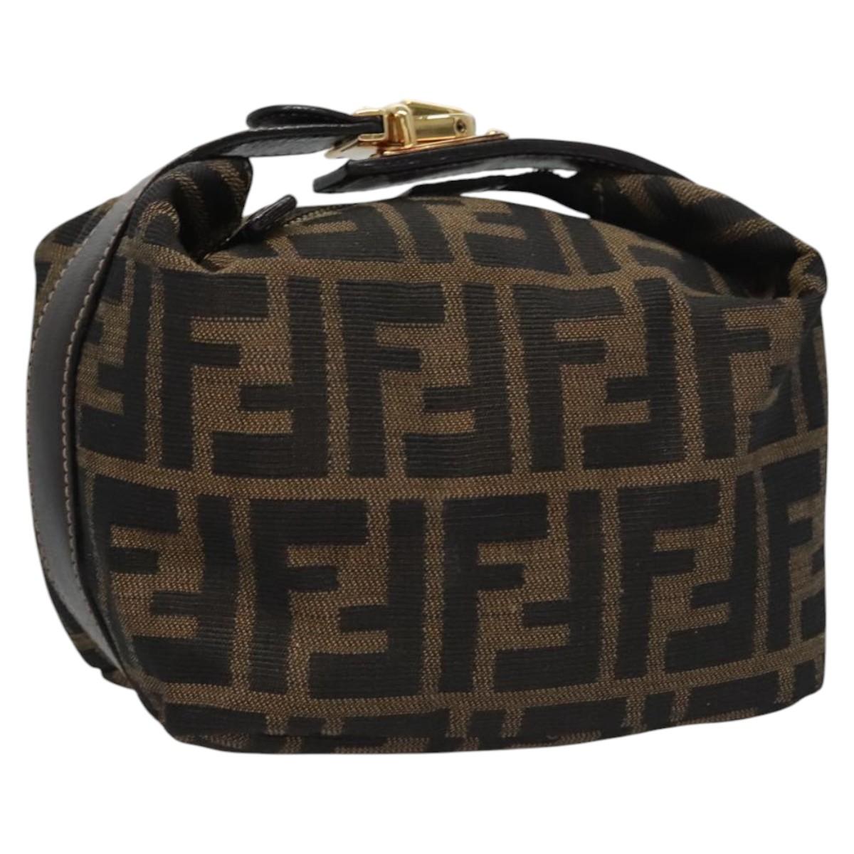 FENDI Zucca Canvas Pouch Brown Black113193