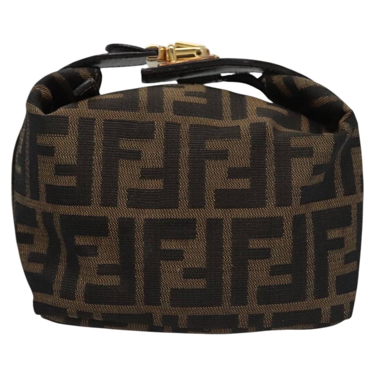 FENDI Zucca Canvas Pouch Brown Black113193