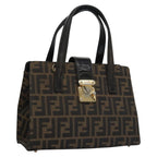 FENDI Zucca Canvas Hand Bag Brown113221