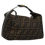 FENDI Zucca Canvas Hand Bag Brown Black gold113255