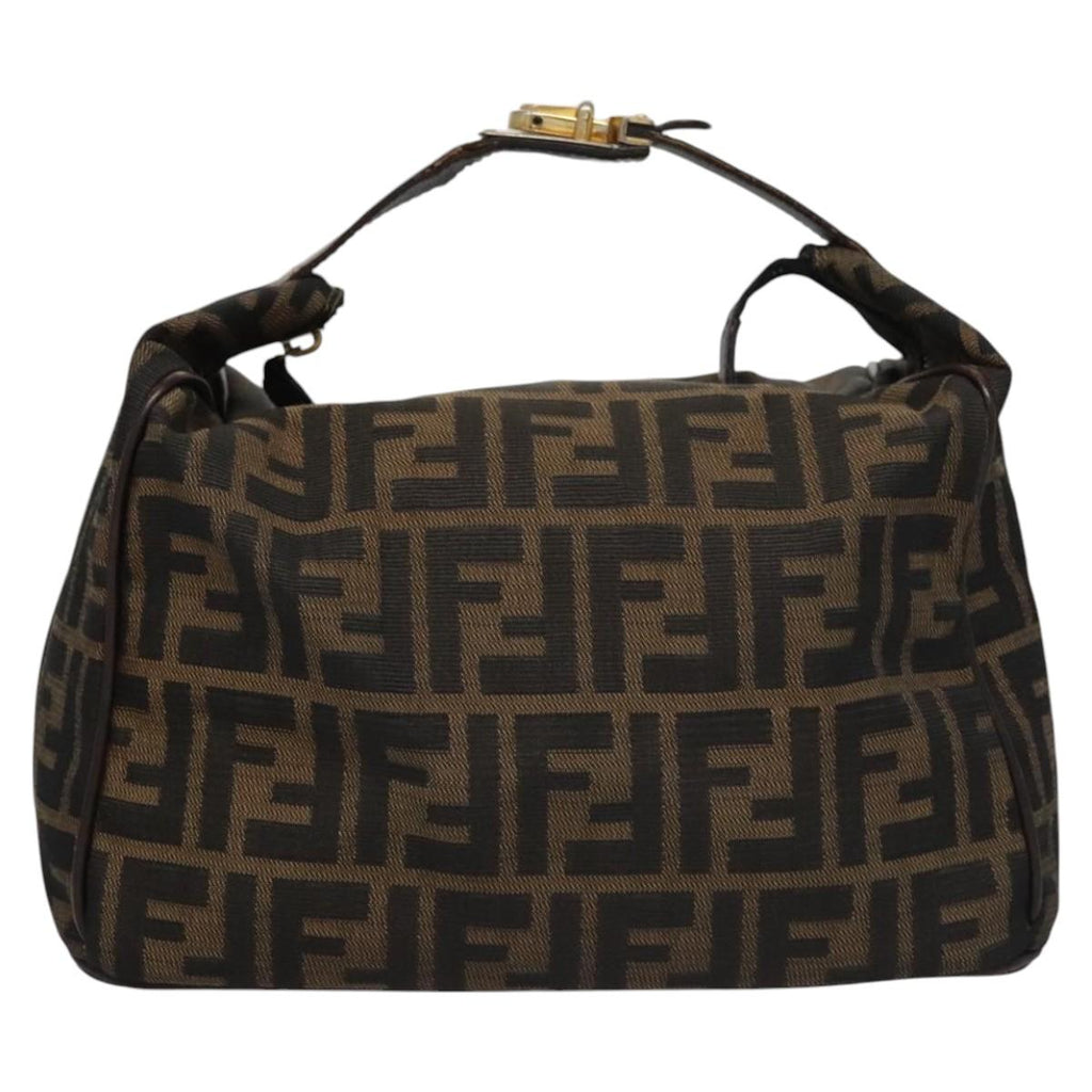FENDI Zucca Canvas Hand Bag Brown Black gold113255