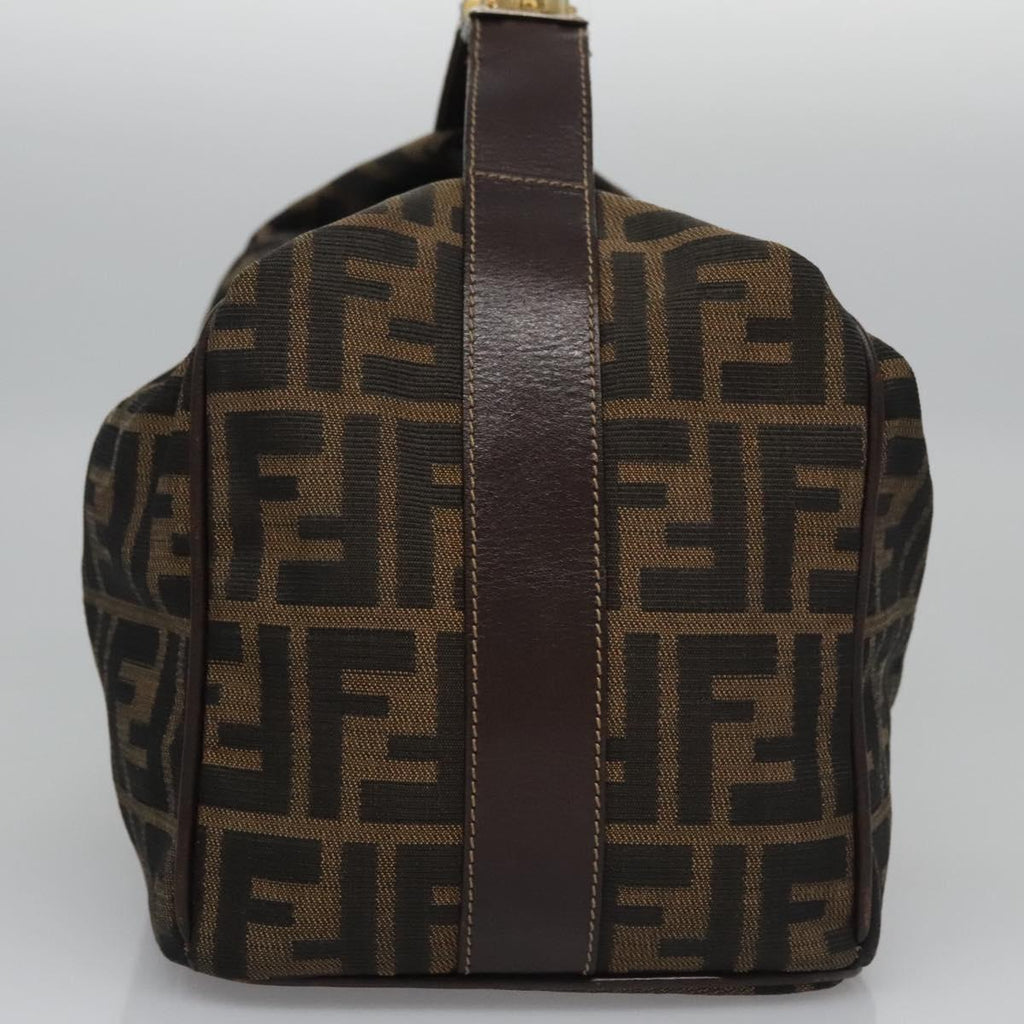 FENDI Zucca Canvas Hand Bag Brown Black gold113255