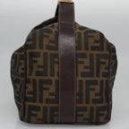 FENDI Zucca Canvas Hand Bag Brown Black gold113255