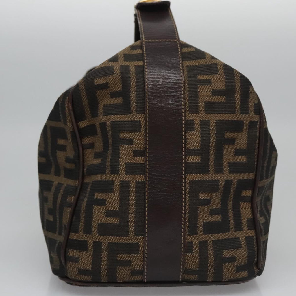 FENDI Zucca Canvas Hand Bag Brown Black gold113255