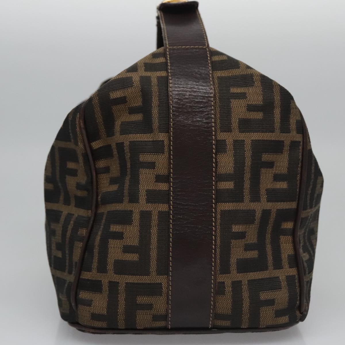 FENDI Zucca Canvas Hand Bag Brown Black gold113255