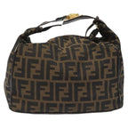 FENDI Zucca Canvas Vanity Hand Bag Brown Black gold113284