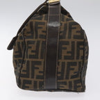 FENDI Zucca Canvas Vanity Hand Bag Brown Black gold113284