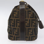FENDI Zucca Canvas Vanity Hand Bag Brown Black gold113284