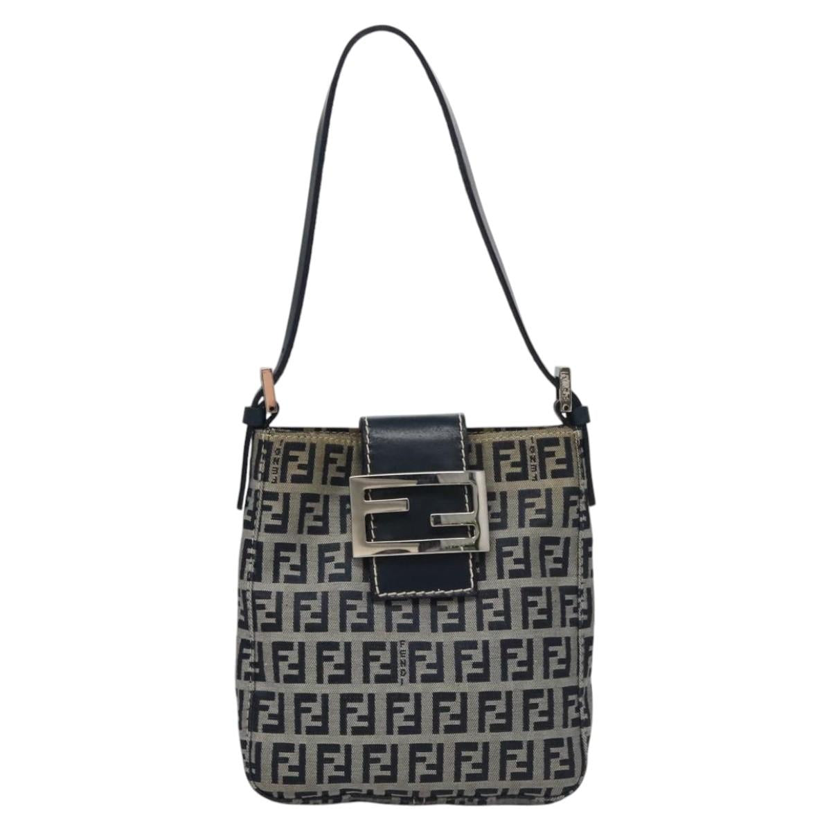 FENDI Zucchino Canvas Hand Bag Navy113285