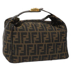 FENDI Zucca Canvas Hand Bag Brown Black113512