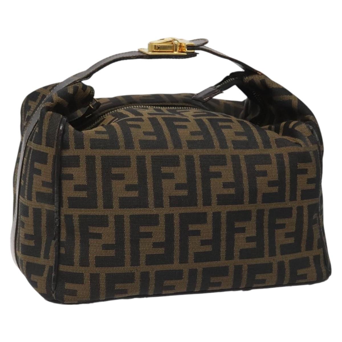 FENDI Zucca Canvas Hand Bag Brown Black113512