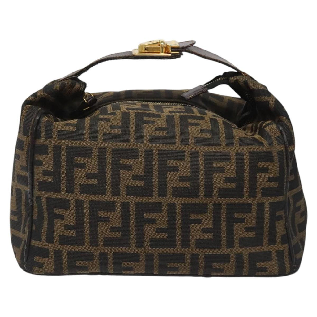 FENDI Zucca Canvas Hand Bag Brown Black113512