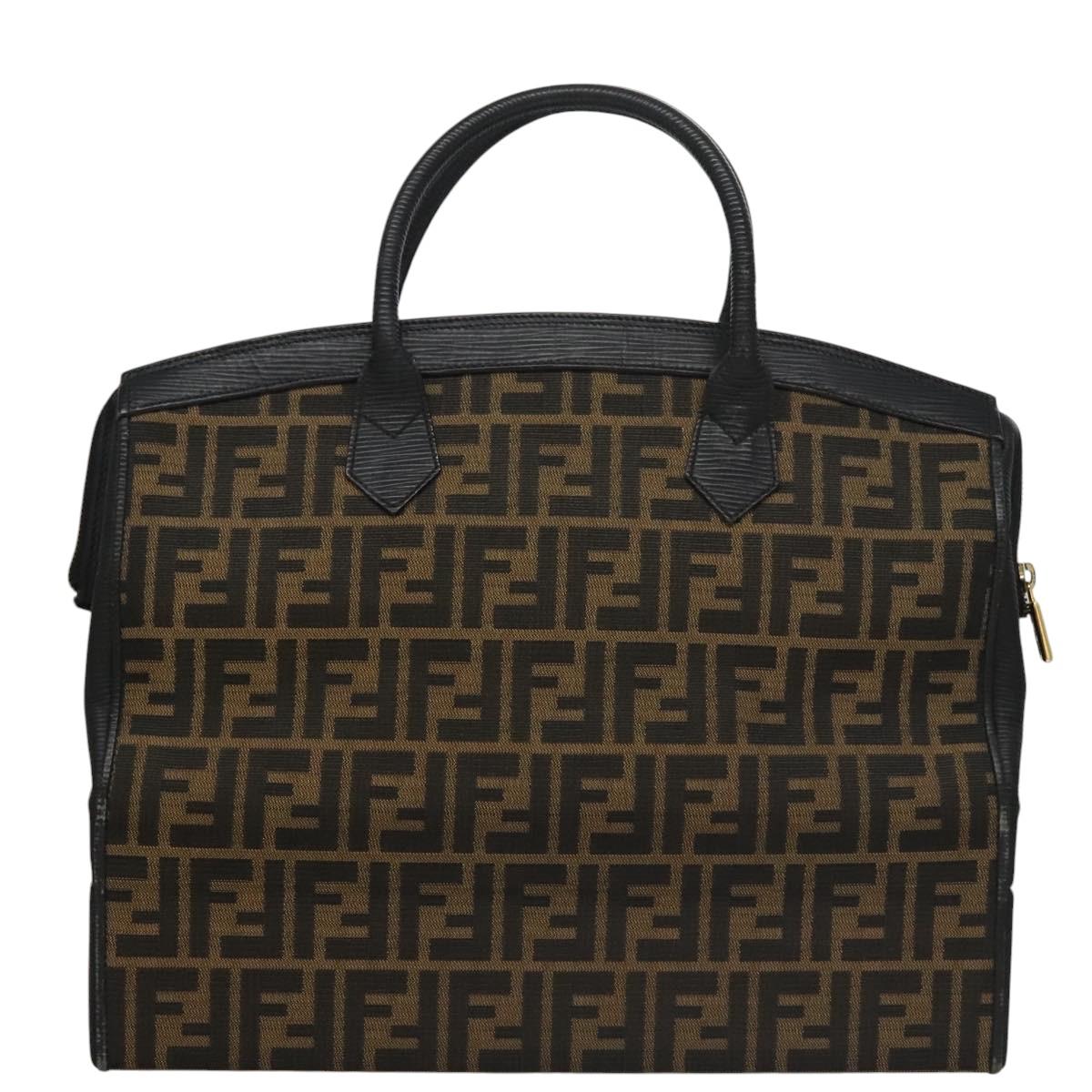 FENDI Zucca Canvas Hand Bag 2way Brown Black gold113513