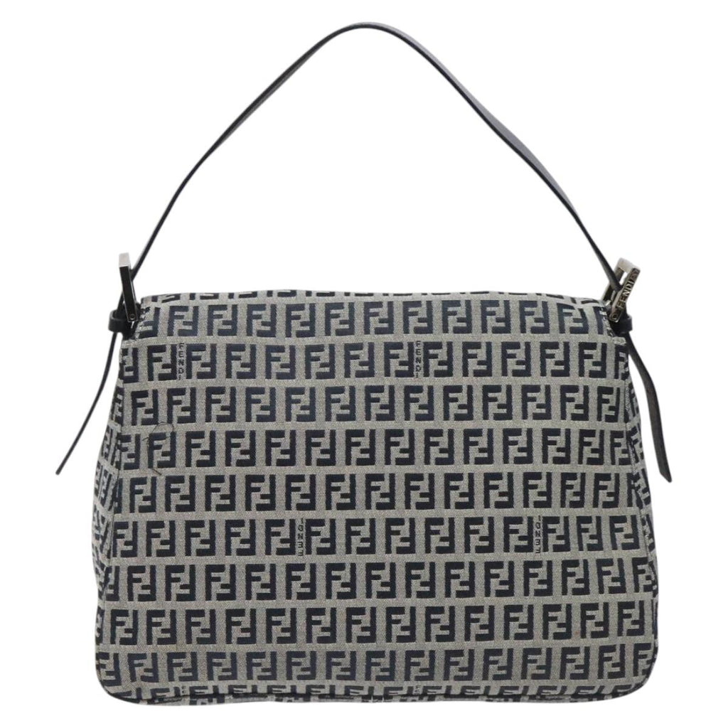 FENDI Zucchino Canvas Mamma Baguette Shoulder Bag Navy113562