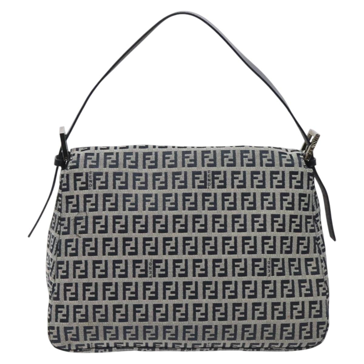 FENDI Zucchino Canvas Mamma Baguette Shoulder Bag Navy113562