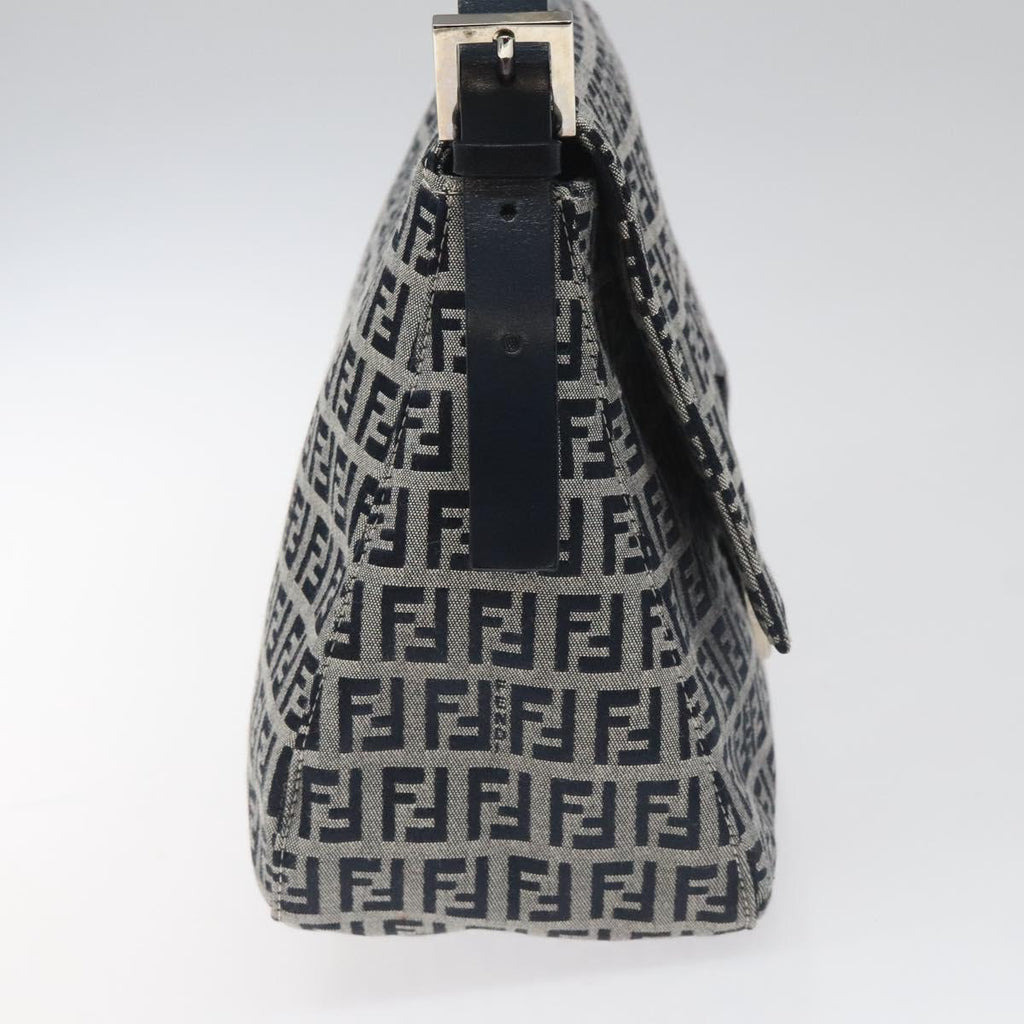 FENDI Zucchino Canvas Mamma Baguette Shoulder Bag Navy113562