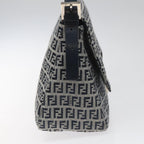 FENDI Zucchino Canvas Mamma Baguette Shoulder Bag Navy113562