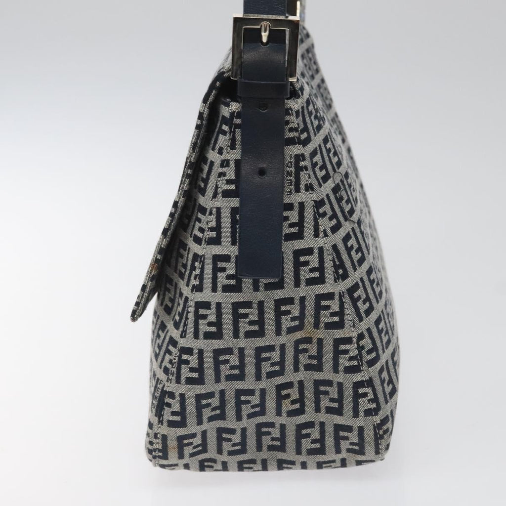 FENDI Zucchino Canvas Mamma Baguette Shoulder Bag Navy113562