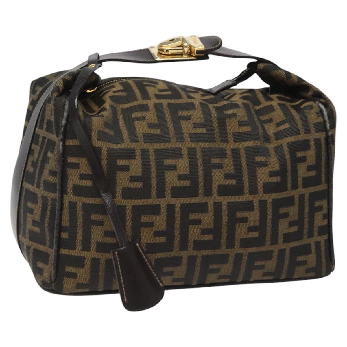 FENDI Zucca Canvas Hand Bag Brown Black113568