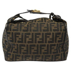 FENDI Zucca Canvas Hand Bag Brown Black113568