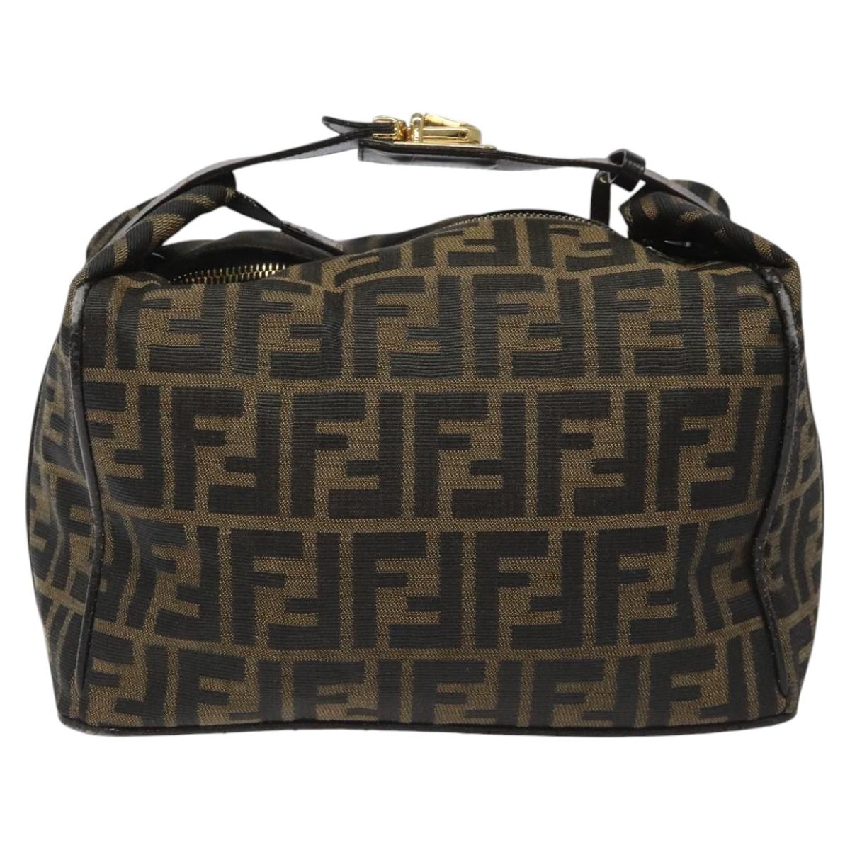 FENDI Zucca Canvas Hand Bag Brown Black113568