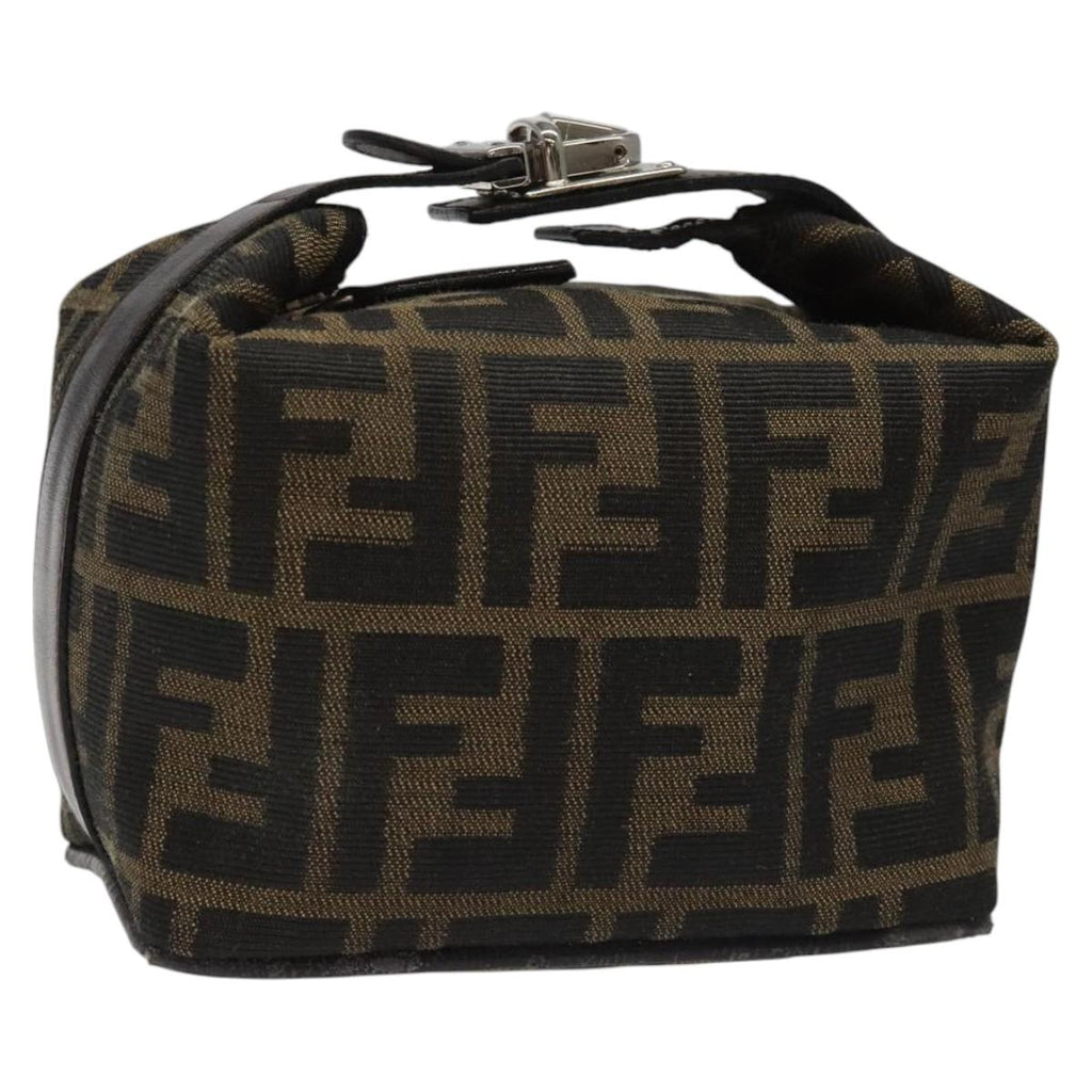 FENDI Zucca Canvas Vanity Pouch Brown Black Silver113786