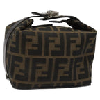 FENDI Zucca Canvas Vanity Pouch Brown Black Silver113786
