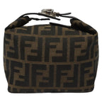 FENDI Zucca Canvas Vanity Pouch Brown Black Silver113786