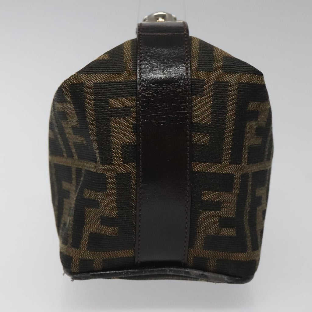 FENDI Zucca Canvas Vanity Pouch Brown Black Silver113786
