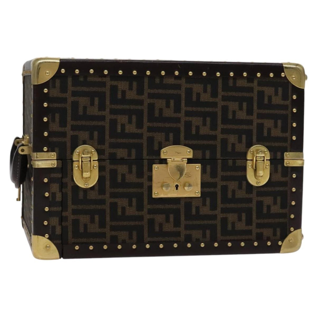 FENDI Zucca Canvas Trunk Jewelry Case Jewelry Box Black Brown113789S