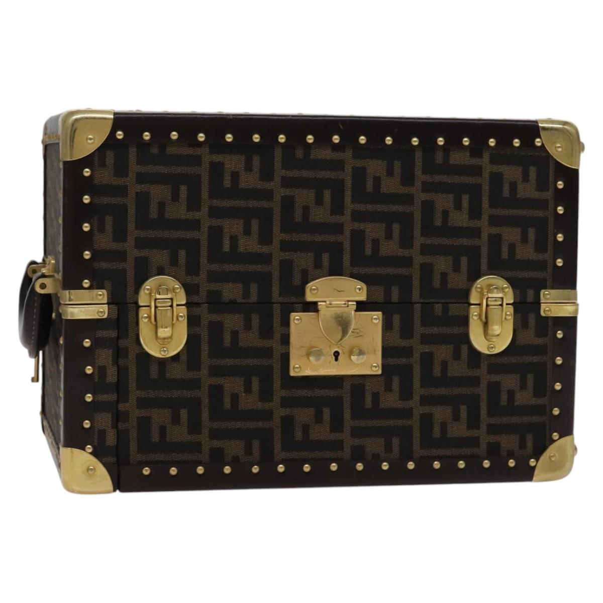 FENDI Zucca Canvas Trunk Jewelry Case Jewelry Box Black Brown113789S