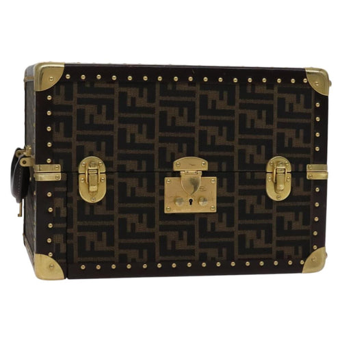 FENDI Zucca Canvas Trunk Jewelry Case Jewelry Box Black Brown113789S