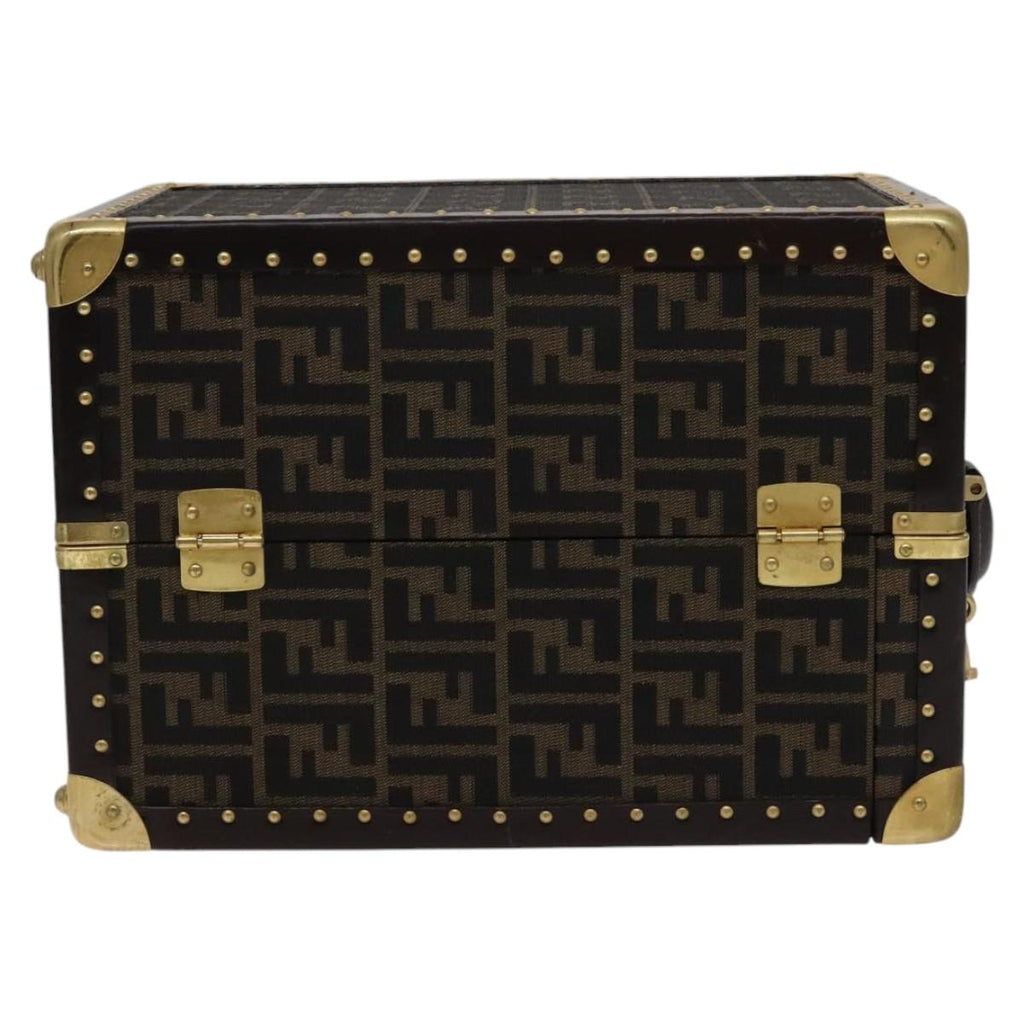FENDI Zucca Canvas Trunk Jewelry Case Jewelry Box Black Brown113789S