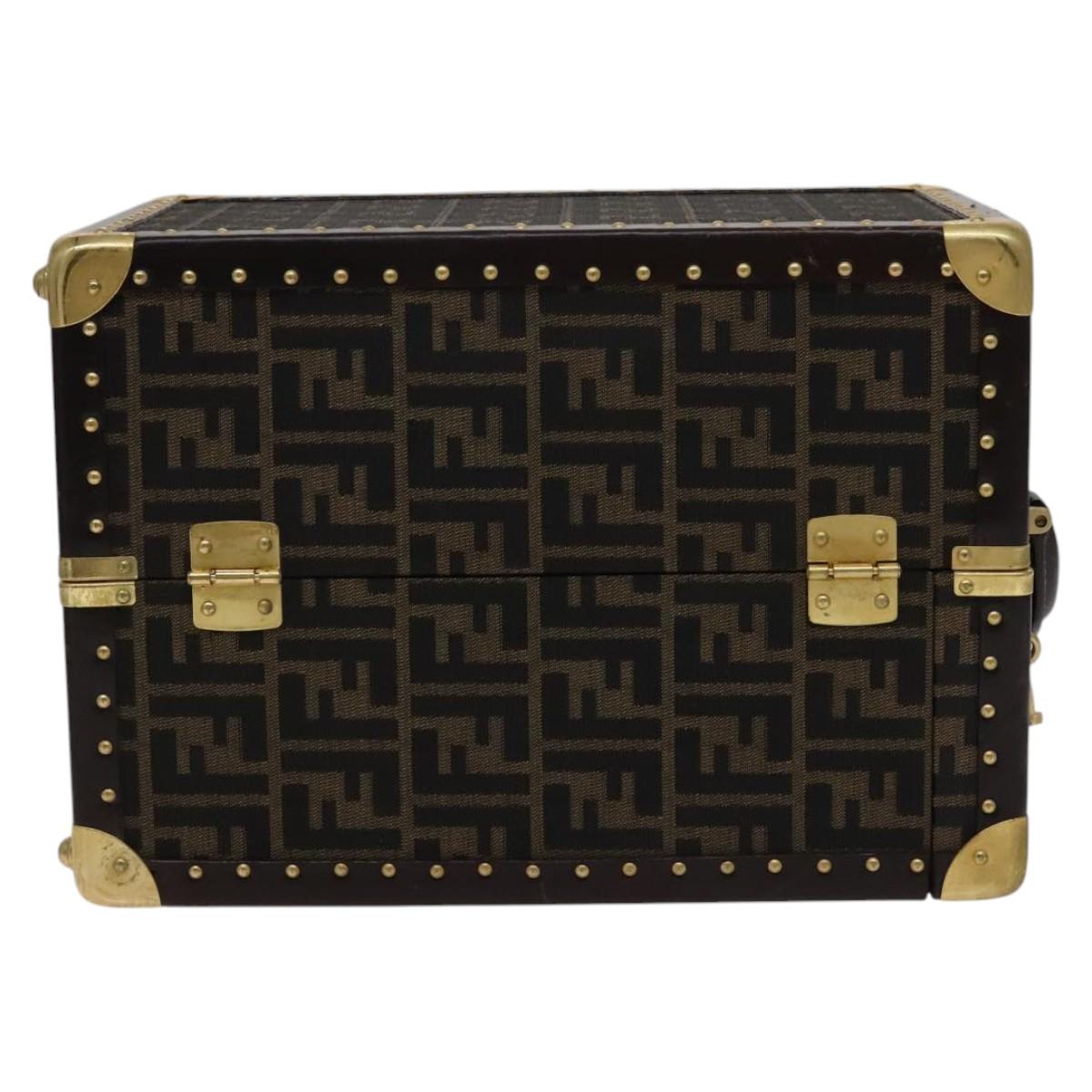 FENDI Zucca Canvas Trunk Jewelry Case Jewelry Box Black Brown113789S