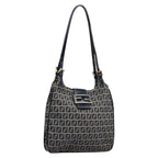 FENDI Zucchino Canvas Shoulder Bag Navy114284