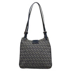 FENDI Zucchino Canvas Shoulder Bag Navy114284